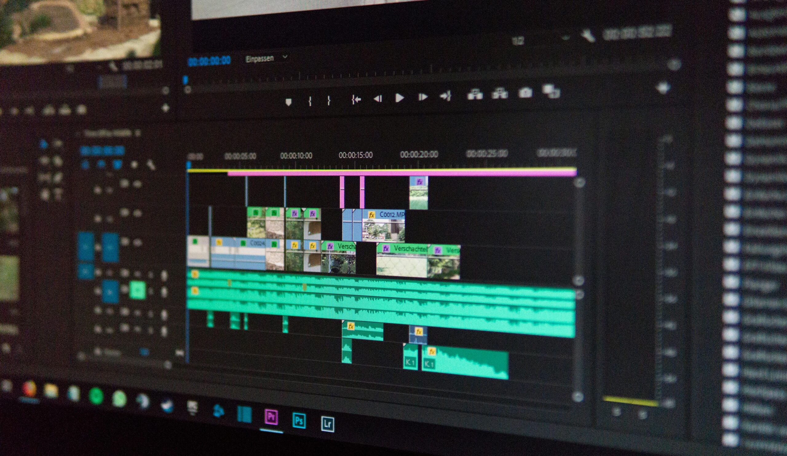 Editing software on laptop